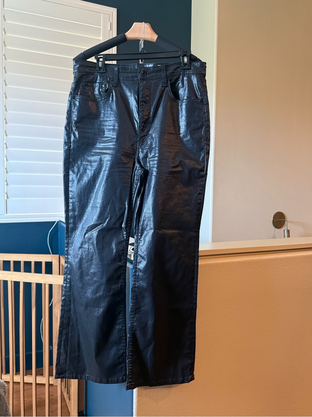 rag & bone Black Coated Wide-Leg Jeans - Casey high-rise ankle flare